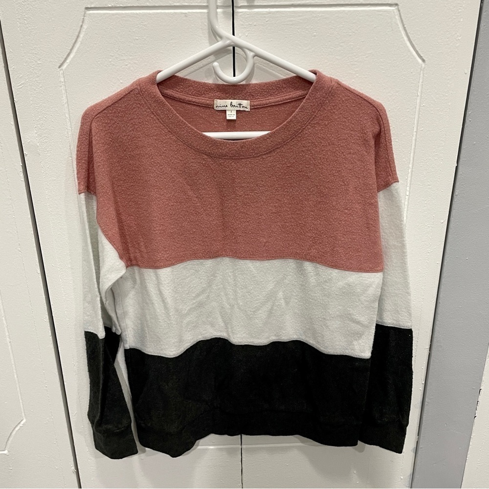 Nine Britton Tri Colored Dalia Brushed Knit Top